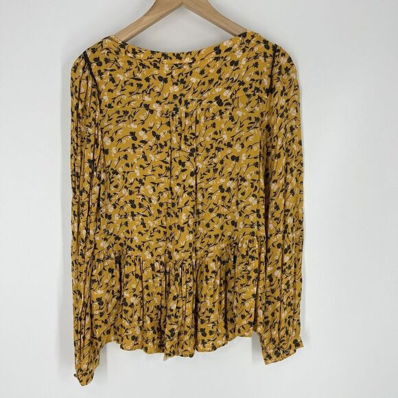 Maeve Anthropologie Top Size Small Cheyenne Yellow Ditsy Floral Peplum Blouse - Picture 4 of 7